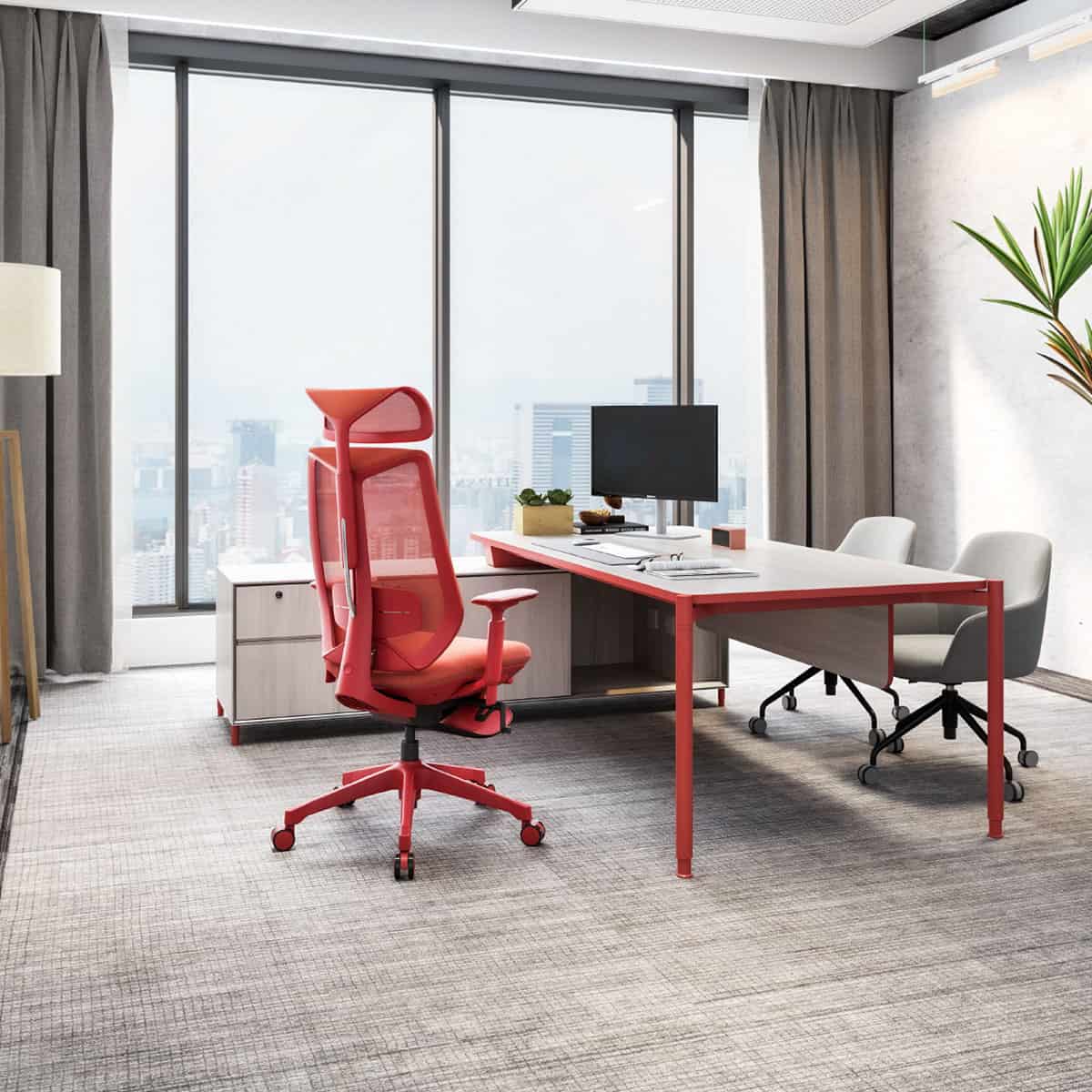 SILLAS TITAN HIGH BACK RED FRAME MEDIDA: en ambiente de oficina