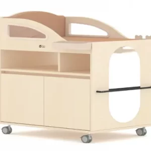 TODDLER CHANGING TABLE L83xW60xH100cm（with wheels） Acrylic,Plywood with birch wood grain, PU and foam