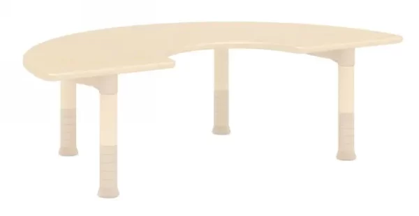 TODDLER ARC TABLE L120xW60xH34-46cm adjustable Top: 25mm Plywood with birch wood grain Leg: Birch wood and plastic