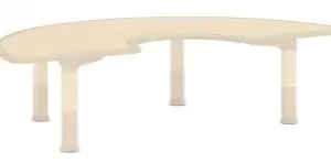 SNUGGLEE ARC TABLE L120xW60xH34-46cm Top: 25mm Plywood with birch wood grain Leg: Birch wood and plastic