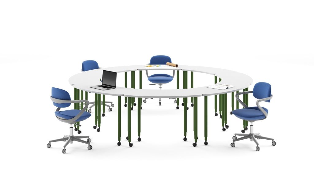 MESAS Mesa Mobinova modelo FLEX, versión ROUND TABLE, acabado . Medidas: D900 x H745 · 272-1FR1-GR