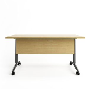 MESAS Mesa Mobinova modelo EZZE, versión FOLDING TABLE, acabado MFC TABLE TOP, MFC MODESTY PANEL, ALUMINIUM SUPPORT BASE, ADJUSTABLE CONNECTING BEAMS, PU CASTORS WITH BRAKING. Medidas: W1200 x D600 x H745 · 272-4EF1-WK