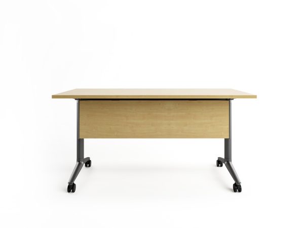 MESAS Mesa Mobinova modelo EZZE, versión FOLDING TABLE, acabado MFC TABLE TOP, MFC MODESTY PANEL, ALUMINIUM SUPPORT BASE, ADJUSTABLE CONNECTING BEAMS, PU CASTORS WITH BRAKING. Medidas: W1200 x D600 x H745 · 272-4EF1-WK